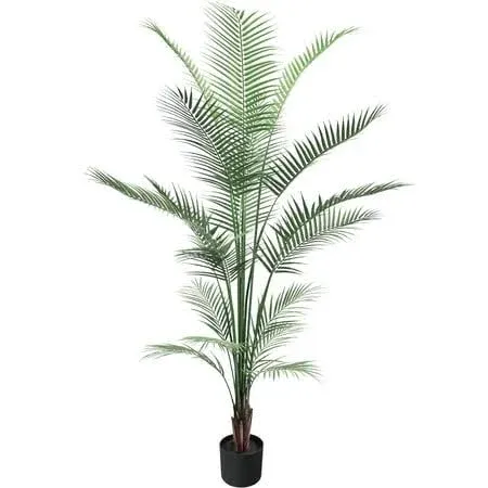 Artificial Palm Tree 3 Feet,Fake Palm Tree with 9 Trunks and Pot, Faux Little Tree for Indoor Outdoor Modern Decor Plants in Pot for Home Office Table