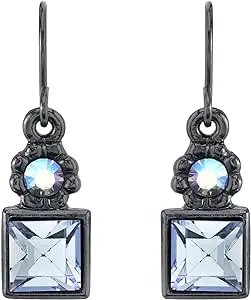 1928 Simulated Sapphire Drop Earrings