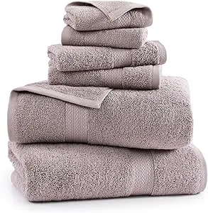 LANE LINEN Bath Towels for Bathroom Set - 100% Cotton Towels Set, 6 Pc Absorbent Towel Sets for Bathroom, Quick Dry Bath Towels Set, 2 Bath Towels for Adults, 2 Hand Towel, 2 Wash Cloths - Platinum