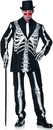 Underwraps Men's Plus-Size Bone Daddy Skeleton Suit Costume, Black & White, XX-Large