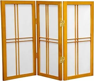 2 ft. Short Desktop Double Cross Shoji Screen - Honey - 3 Panels