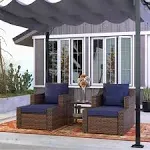 Outsunny 5-Piece PE Rattan Outdoor Patio Armchair Set with 2 Chairs, 2 Ottomans, Coffee Table Conversation Set, & Durable Build, Beige