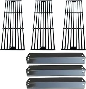 Direct store Parts Kit DG234 Heat Plates & Cast Iron Cooking Grid Replacement for Chargriller 3001 3030 4000 5050 5072,5252, 5650 Grill Models; fits for King Griller 3008,5252 Gas Grill