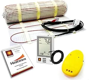 HEATWAVE 50 Sqft Electric Floor Heating Mat Kit - 120V, 5 Amps, 600 Watts | Electric Heated Floor System with 7-Day/4-Event Programmable GFCI Thermostat