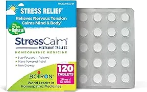 Boiron StressCalm Tablets for Relief of Stress, Anxiousness, Nervousness, Irritability, and Fatigue - 120 Count (2 Pack of 60)