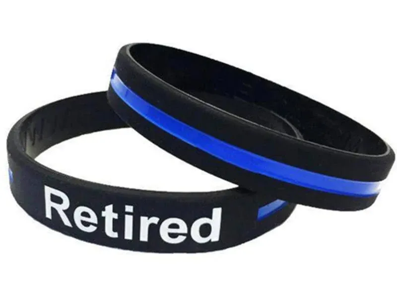 Thin Blue Line Retired Silicone Bracelet