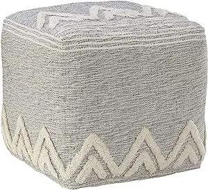 Black/Gold Modern Interwoven Geometric Pouf