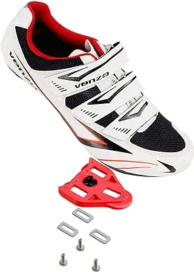 Venzo Bicycle Men's Road Cycling Riding Shoes - 3 Straps - Compatible with Look Delta & for Shimano SPD-SL - Perfect for Road Racing Bikes