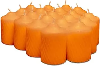 Orange Pumpkin Scented Votive Candles - 15 Hour Long Burn Time - Textured Finish