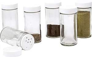 Glass Spice Jars- Set of Six Bottles Clear 