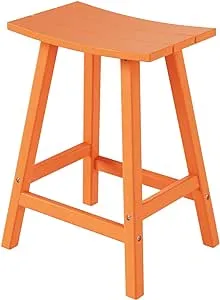 WestinTrends Malibu 29 Inch Outdoor Bar Stools Set of 2, All Weather Resistant Poly Lumber Adirondack Bar Height Stools, Orange