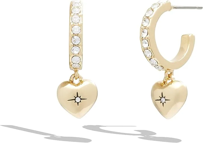 Coach Women's Iconic Heart Huggie Earrings, GOLD