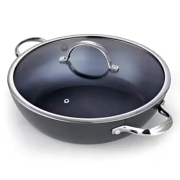 Cooks Standard 12-Inch Hard Anodized Nonstick All Purpose Pan with Lid, Black