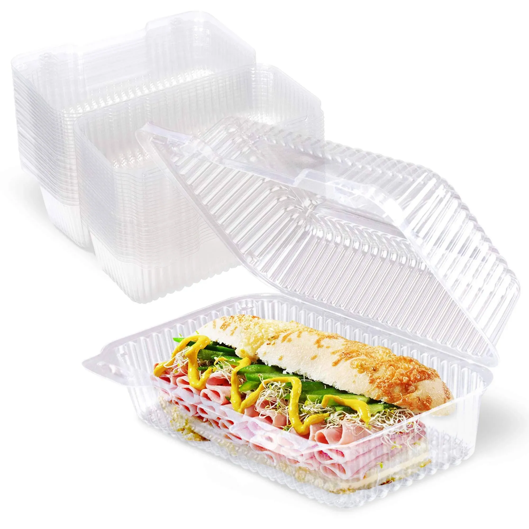 Fit Meal Prep 25 Pack Clear Hinged Plastic Containers, 9x5x3 Single Compartment ...