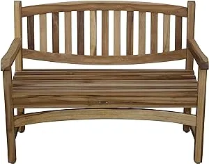 EcoDecors Kent Outdoor Bench Teak Wood Garden Bench Patio Bench, Natural Teak