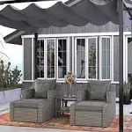 Outsunny 5 Piece Patio Furniture Set, All Weather PE Rattan Conversation Chair ...