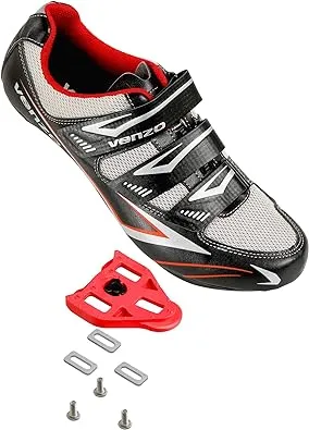 Venzo Bicycle Men's Road Cycling Riding Shoes - 3 Straps - Compatible with Look Delta & for Shimano SPD-SL - Perfect for Road Racing Bikes