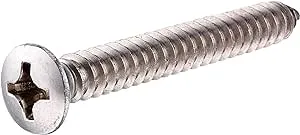 Hillman 823668 Stainless Steel Oval Head Phillips Sheet Metal Screw, #8 x 1-1/4-Inch, 100-Pack