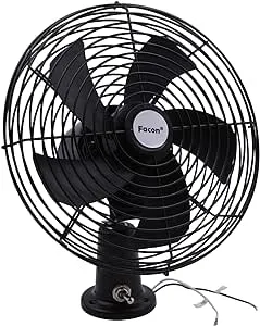 Facon 12V RV Cooling Fan with 2 Speed Switch, Dia: 8-3/4’’, Heavy Duty Black Metal Car Fan, for Auto Truck, RV, Camper, Trailer, Car, Buses and Boats