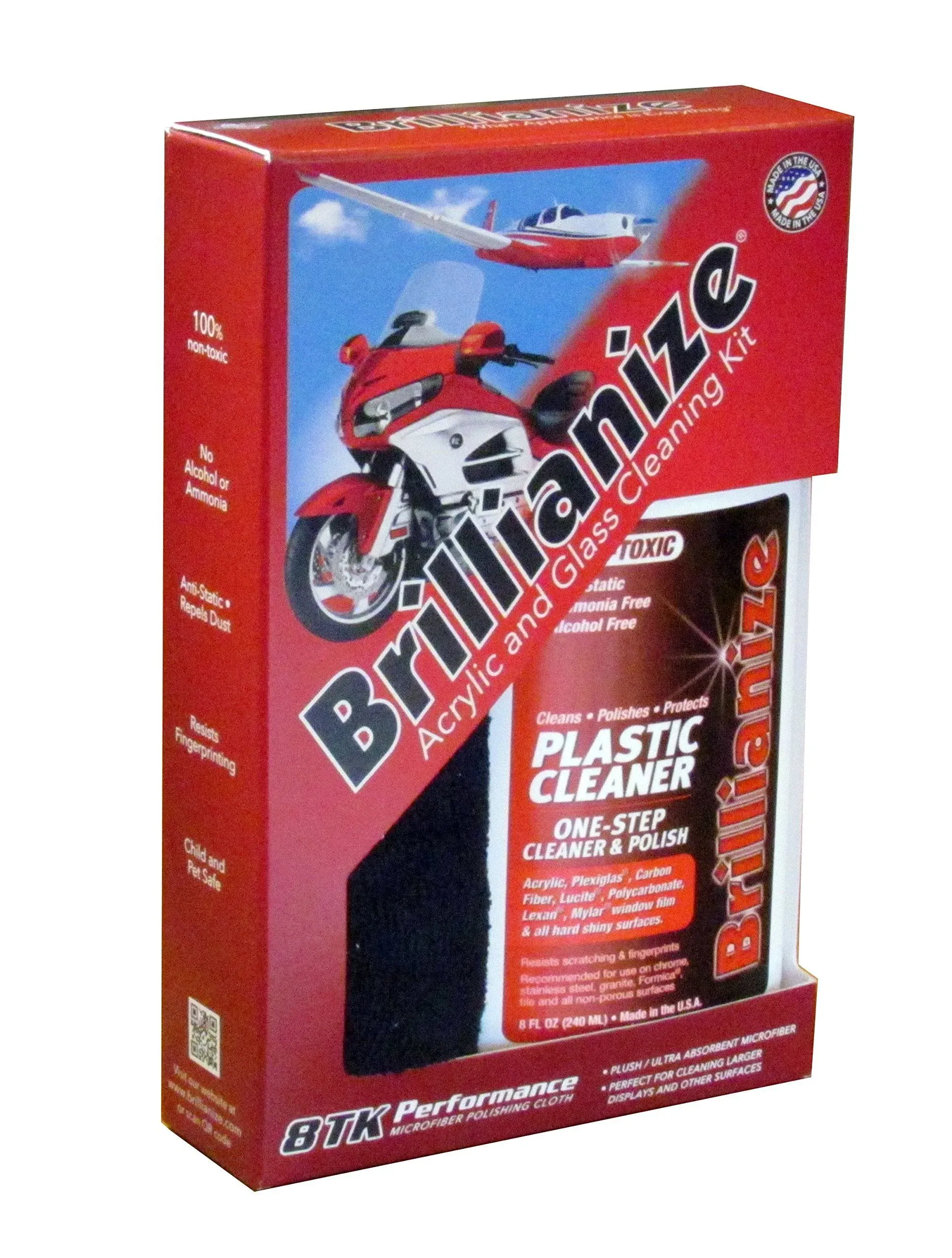 Brillianize Plastic and Glass Cleaning Kit with Circular Knit Microfib