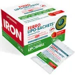 Ferro Lipo-Sachets Liposomal Gel Liquid Iron Supplement - Women & Men Iron Supplement. 30 Pack Gentle Non GMO Liquid Iron Supplements for Energy, Tiredness, Immune Support for Dietary Iron Deficiency