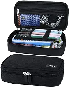 Chelory Big Capacity Pencil Case Large Pencil Bag Pouch Pen Case Pencil Marker Holder Stationery Storage Organiser Makeup Bag for Office Supplies Adults, Black