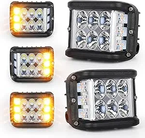 HOYUZA 4inch LED Side Shooter Pods with Dual Color Strobe Lights for Farm Tractor ATV