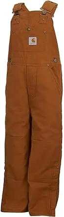 Carhartt Boys' 5 Brown Canvas Quilt Lined Bib Overall