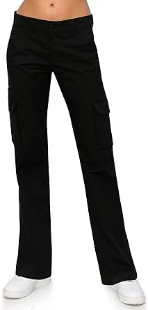 Khaki & Blue Women's Mid Rise Relaxed Fit Cargo Work Pants