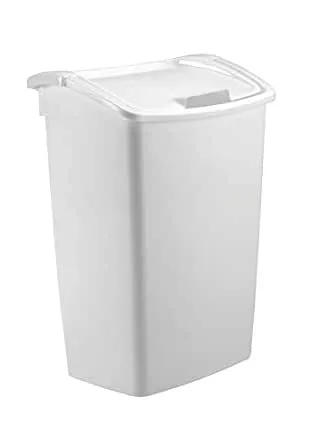 Rubbermaid,White Dual-Action Swing Lid Trash Can, 11.25 Gallon, for Home/Kitchen/Bathroom/Garbage