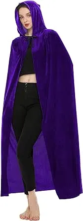 SISKIN Hooded Cloak Unisex Adult Cloak with Hood Halloween Christmas Velvet Hooded Cape Cosplay Costume for Women Men