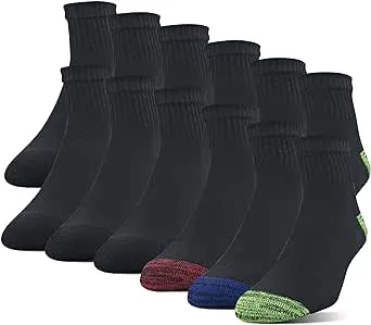 Gildan Men's Half Cushion Terry Foot Bed Ankle Socks, 12-Pack, Size: Shoe Size: 6-12, Assorted