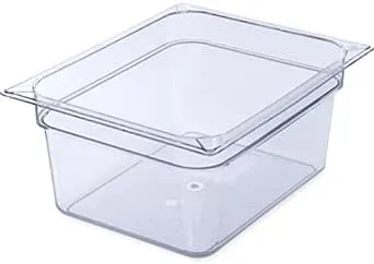 Carlisle FoodService Products Storplus 1/2-Size Food Pan for Catering, Buffets, and Restaurants, Polycarbonate 6 Inches Deep, Clear