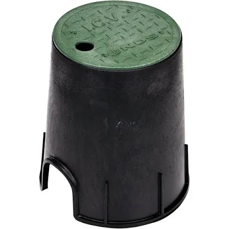 NDS 107BC 6 in. Valve Box and Cover, 9 in. Height, ICV Lettering, Black Box, Green Overlapping Cover, Black/Green