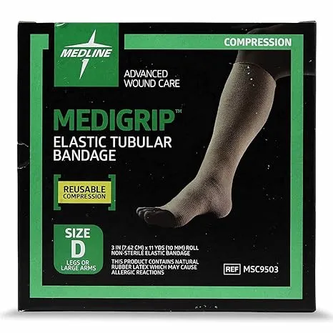 Medline Medigrip Elastic Tubular Bandages, Size D, For Large Arms Or Legs