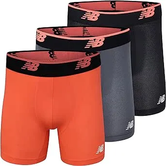 New Balance Men's Mesh 5" No Fly Boxer Brief, Athletic Compression Underwear (3-Pack)