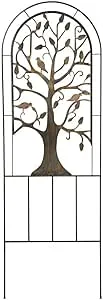 Plow & Hearth Metal Arched Garden Trellis with Tree of Life Design