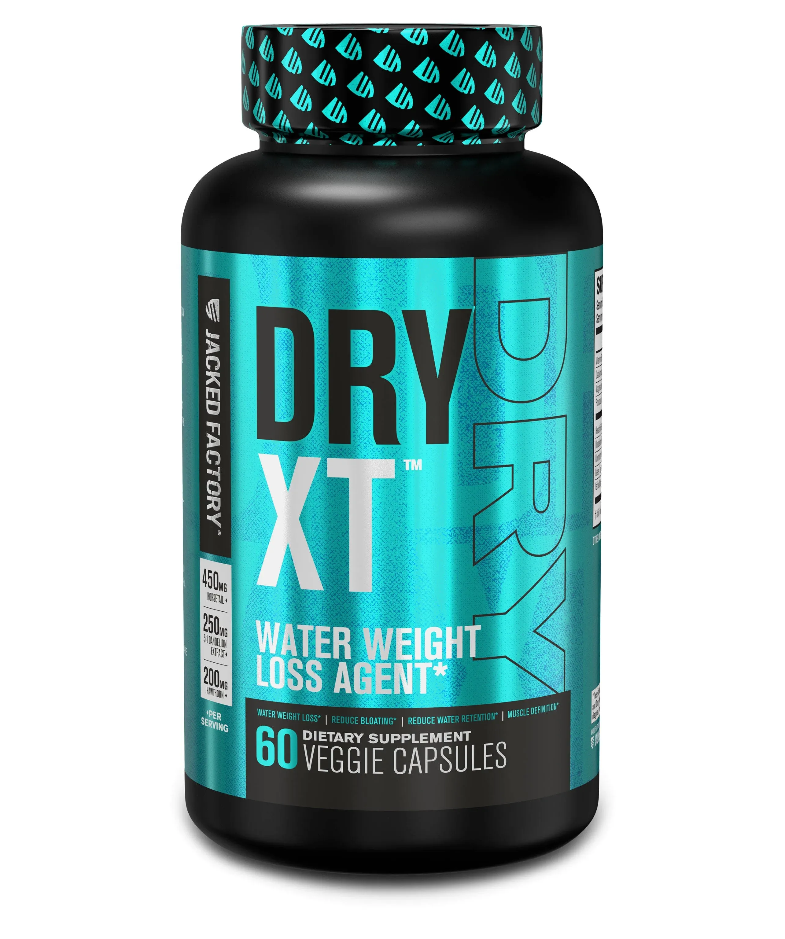 Jacked Factory Dry-XT Water Reduction Diuretic Pills - Natural Supplement for Reducing Water Retention & Bloating Relief w/Dandelion Root Extract,