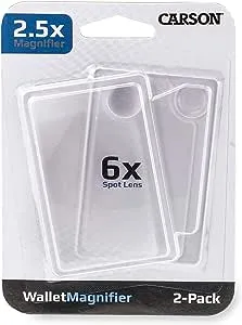 Carson Twin Pack 2.5x Power Credit Card Size Magnifiers with 6X Spot Lens (WM-01)