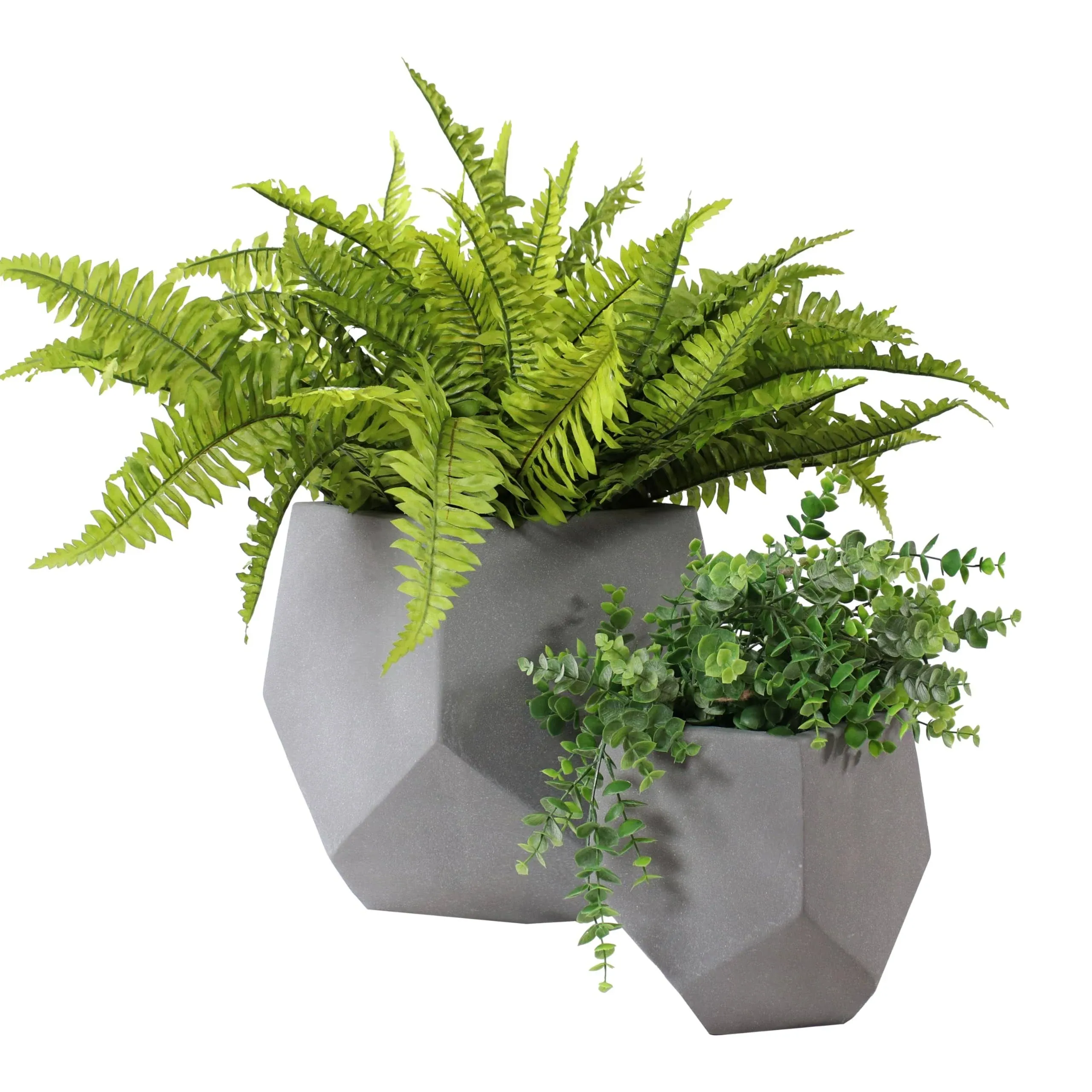 Sunnydaze 2-Piece Square-Top Cement Planters - Moondust