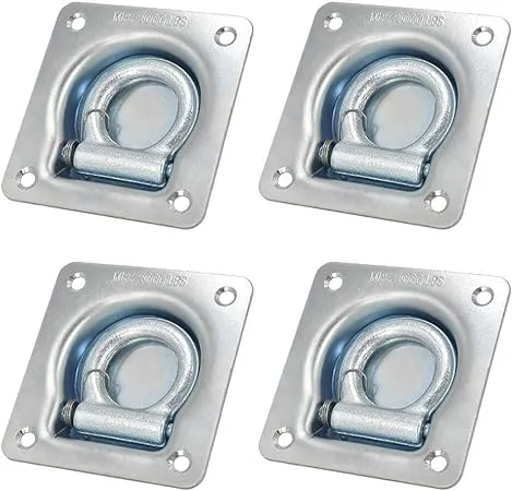 Recessed D-Ring Tie Down/Square Cargo Tie-Down Anchors/Flush Mount Tie Down Anchor,4 Pack