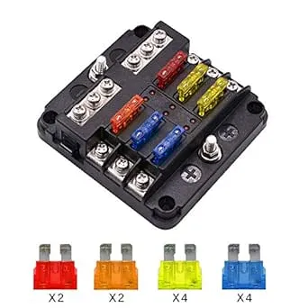 Houkiper 6 Way 12V Fuse Block Fuse Box, 6 Circuit Car ATO/ATC Fuse Block ...