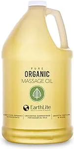 EARTHLITE Pure Organic Massage Oil - Chemical Free, 100% Certified Organic, High Quality for Therapists & Clients, Unscented, 8 oz