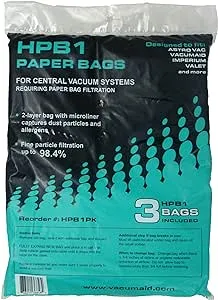 HPB1 Sealed Paper Bag (Qty. 3 bags) for AstroVac & Valet Central Vacuums