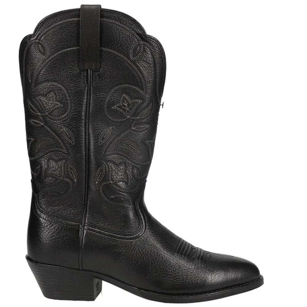 Ariat Women's Heritage Black Deertan R Toe Western Cowgirl Boots 10001037