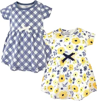 Touched By Nature Toddler Organic Cotton Dress 2-Pack, Yellow Garden