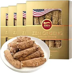 4 Boxes of Large American Ginseng Root (4oz per Box) 西洋参/花旗参 Non-GMO, Gluten Free Wisconsin Ginseng. Boosts Immunity, Energy & Stamina for Man & Women