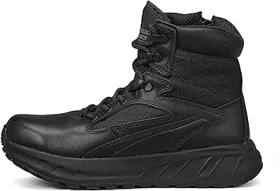 Tactical Research MAXX 6Z 6” Ultra-Cushioned Maximalist Black Tactical Boots for Men with Zipper - Designed for Police, EMS, and Security with Slip-Resistant Vibram Outsole