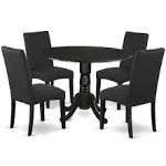 East West Furniture Dining Room Set Black, DLDR5-BLK-24