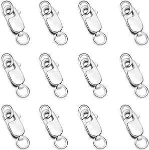 BOUTICOL 925 Sterling Silver Lobster Claw Clasp 12pcs with Closed Jump Rings ...